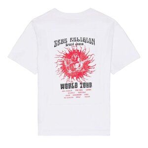 True Religion Short Sleeve Applique Blazing Tour Tee in Optic White